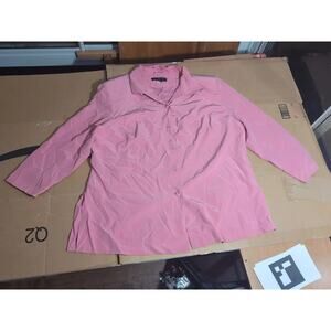 Patrick Collection Silk Blouse, Size 26 W Rose Pink, Covered Button, Vintage Top